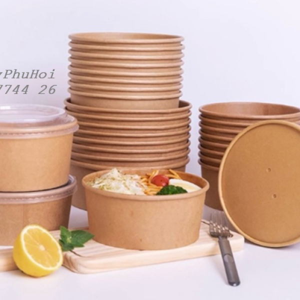 Tô giấy kraft 250ml nắp PP